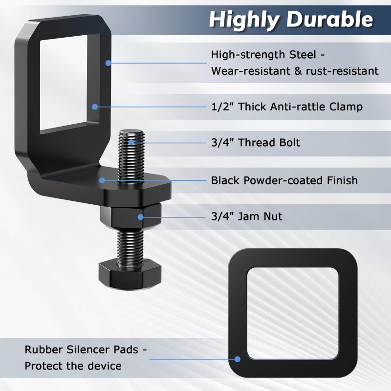 Zelvoro 2"" Anti Rattle Hitch Clamp, Hitch Tightener with 2 Silencer Pads, Heavy Duty Hitch Stabilizer, Corrosion Resistance - Image 4